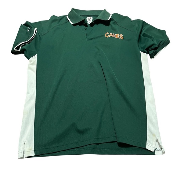 Other - Vintage Miami Hurricanes Green and White Polo Shirt Size XL baggy breathable